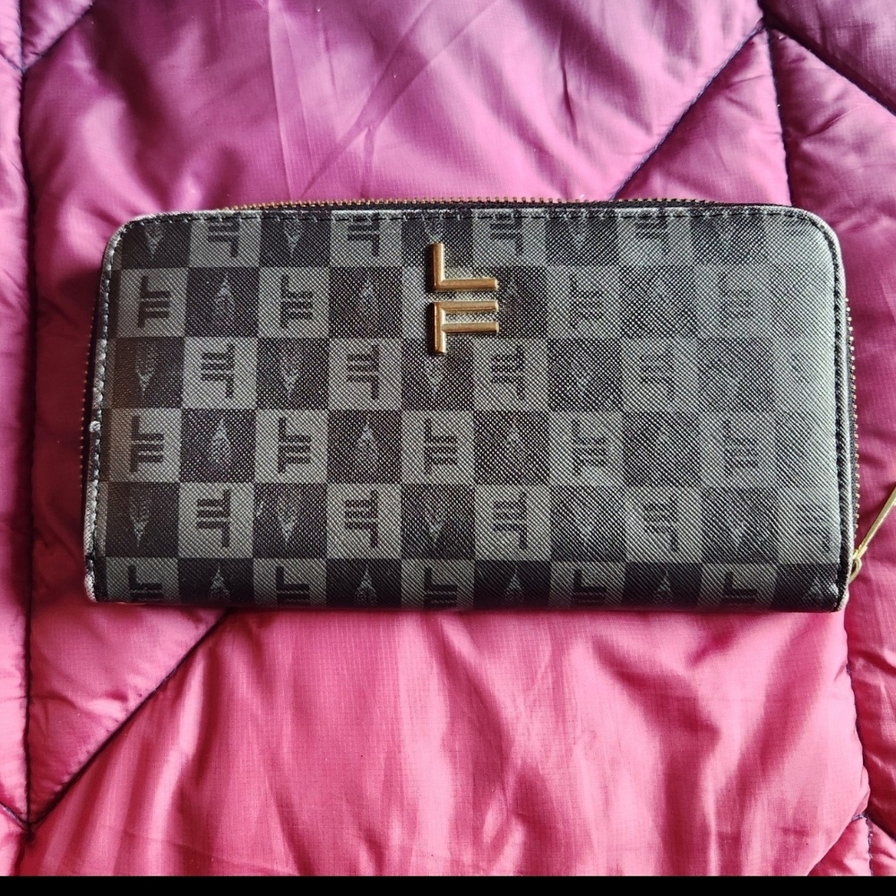 Black and Gray Checkered Wallet